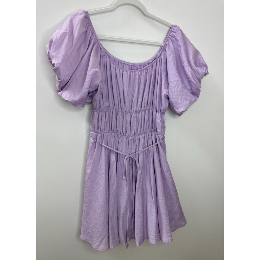 Molly Green Andrea Babydoll Dress Lavender Puff Sleeve Smocked Mini XS Coquette - Picture 14 of 16
